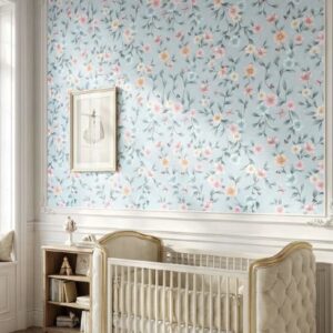 Papel de Parede Floral Poá Azul