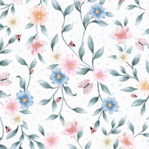 Papel de Parede Floral Poá Branco
