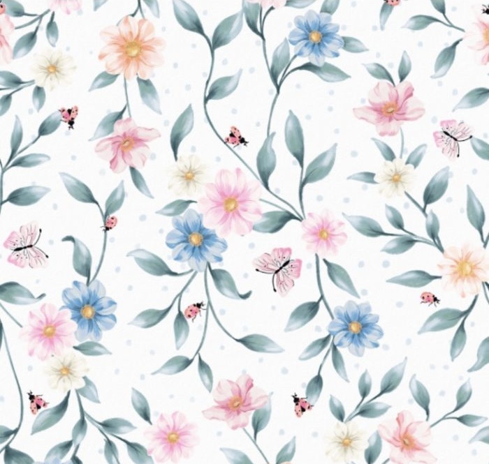 Papel de Parede Floral Poá Branco