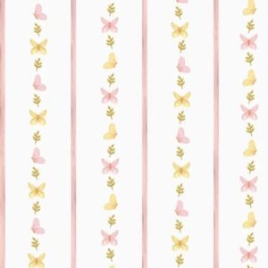 Papel de Parede infantil Listras /borboletas colorida