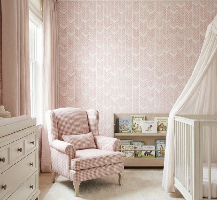 Papel de Parede Mini Chevron Rosa