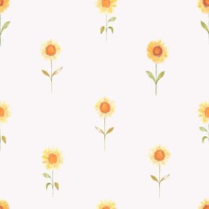 Papel de Parede Girassóis Branco