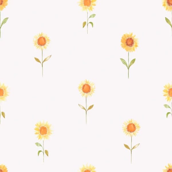 Papel de Parede Girassóis Branco