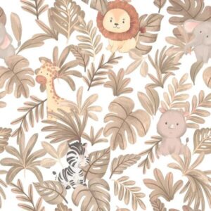 Papel de Parede Bambine Safari Baby Bege