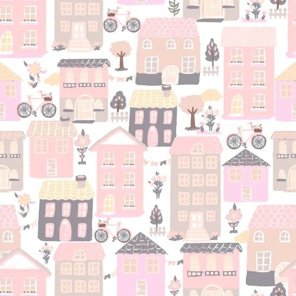Papel De Parede Vila Rosa Claro