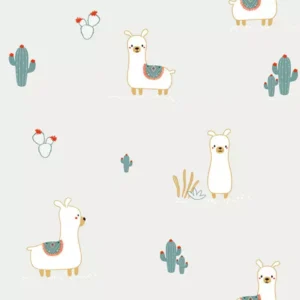 Papel de Parede Lhama Cinza Claro