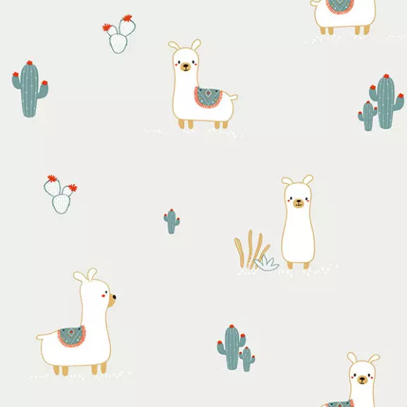 Papel de Parede Lhama Cinza Claro