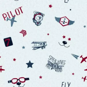 Papel de Parede Ursinho Aviador Azul
