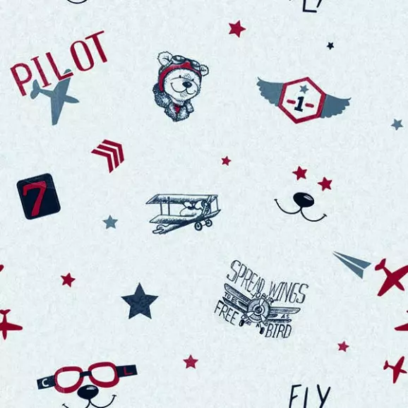Papel de Parede Ursinho Aviador Azul