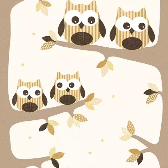 Papel de Parede Corujas Bege