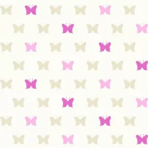 Papel de Parede Borboletas Rosa Claro