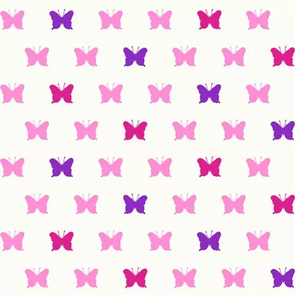Papel de Parede Borboletas Rosa Com Brilho