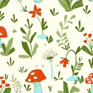 Papel de Parede Cogumelo Vermelho e Azul