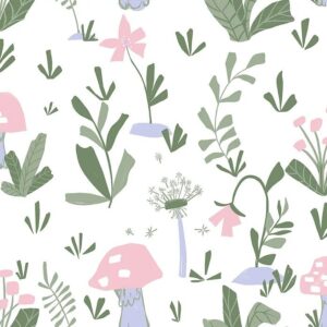 Papel de Parede Cogumelo Rosa e Lilás