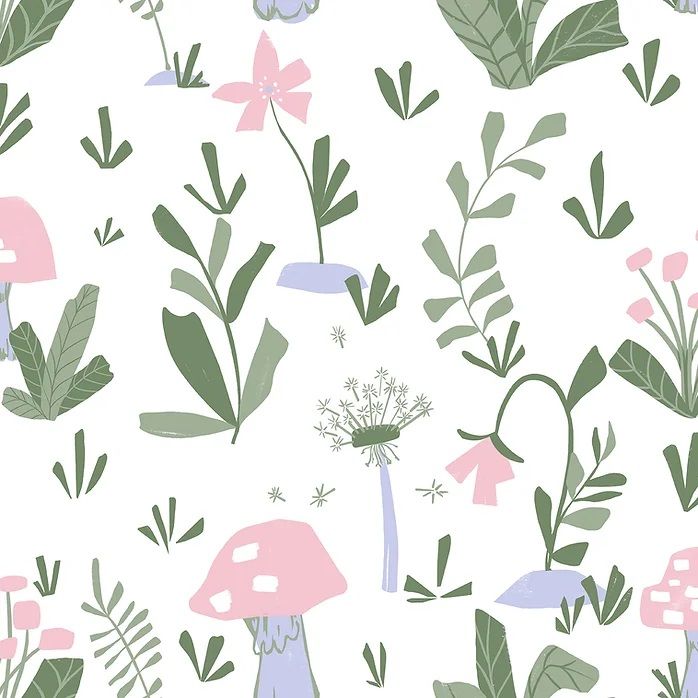 Papel de Parede Cogumelo Rosa e Lilás