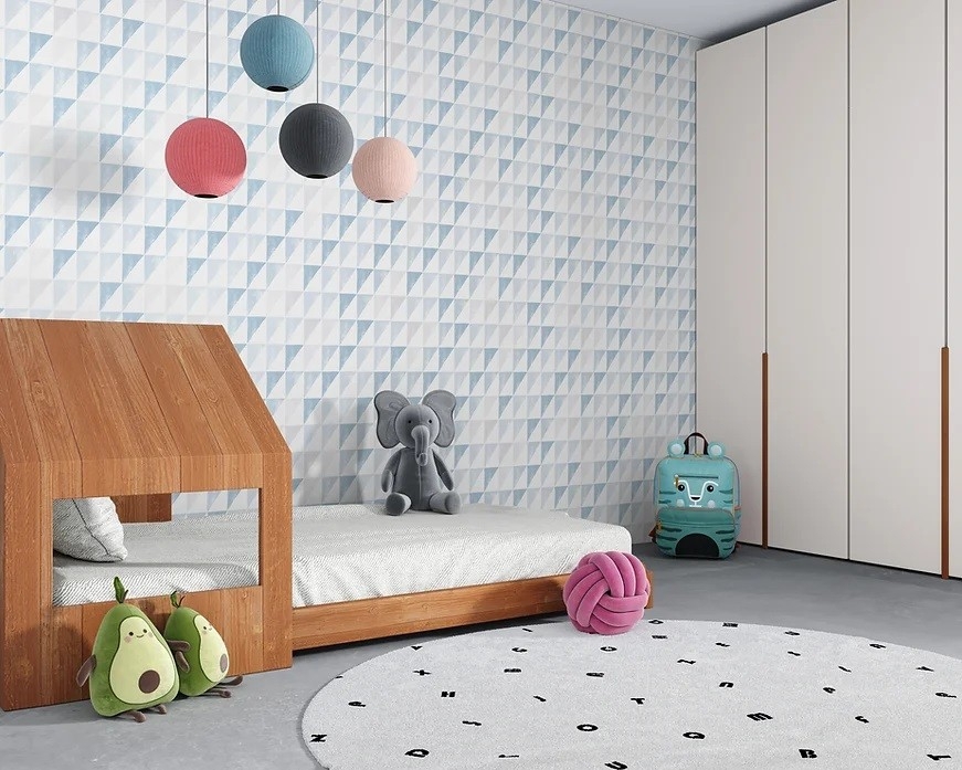 Papel de Parede Infantil Geométrico Azul - Imagem 2