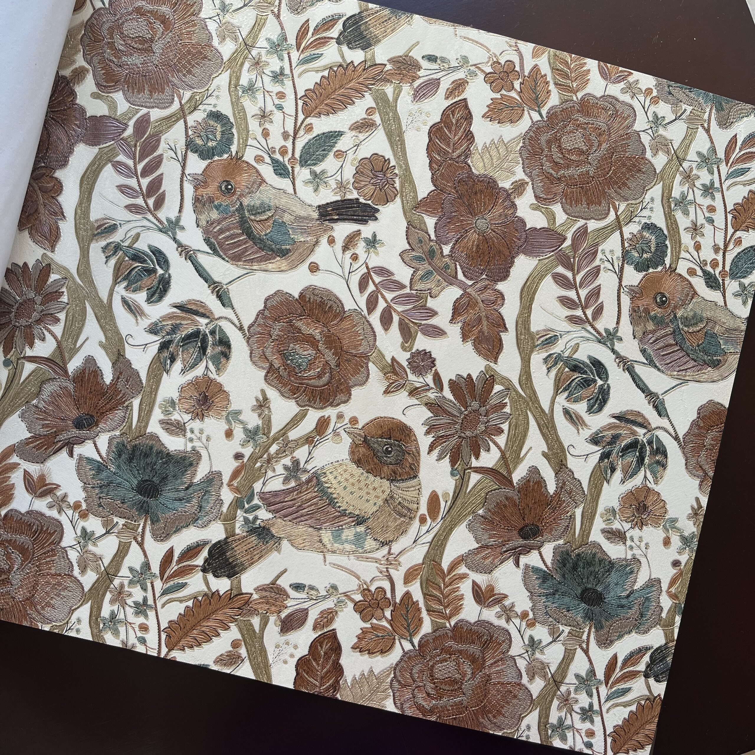 Papel de Parede Vinílico Floral com Pássaros