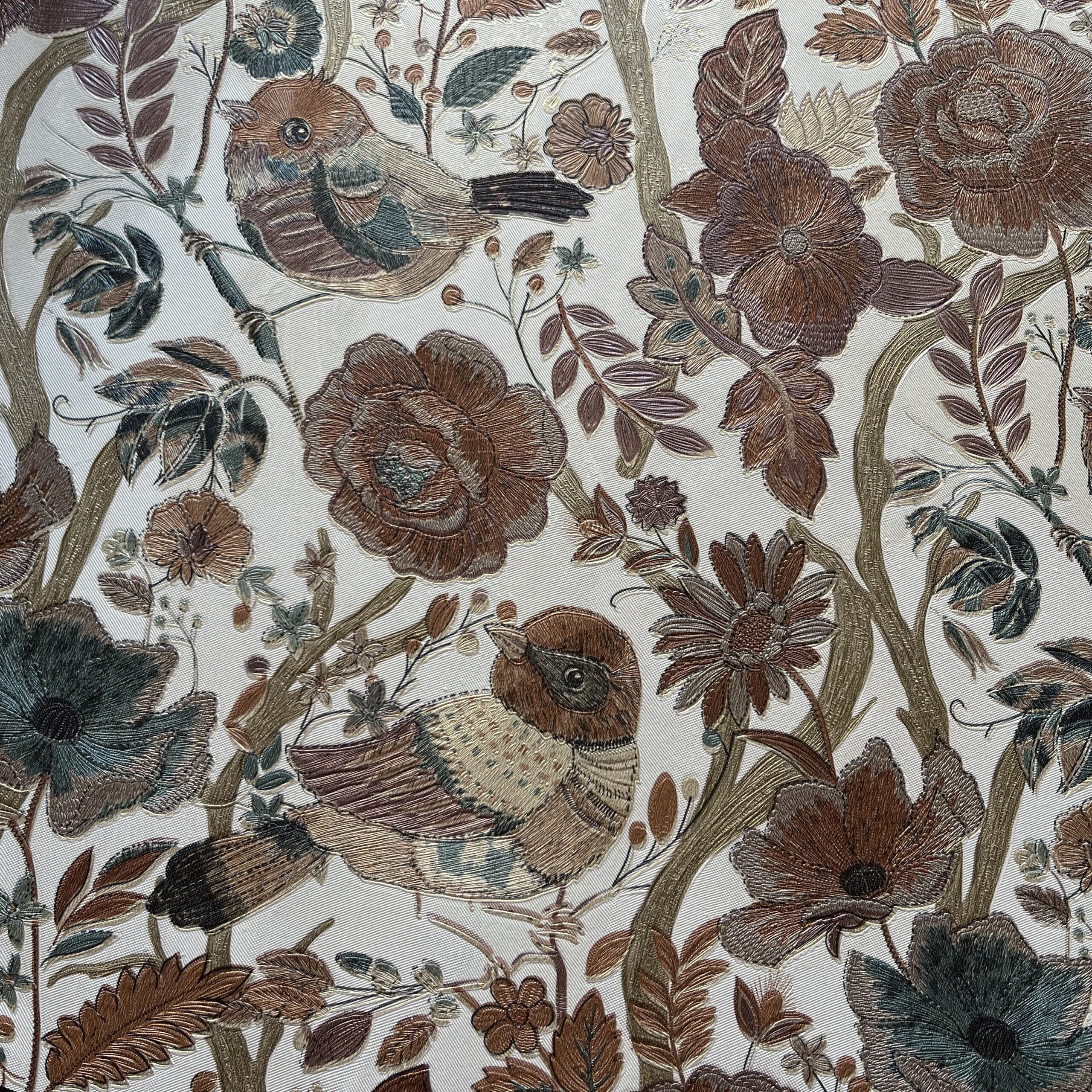 Papel de Parede Vinílico Floral com Pássaros - Imagem 3