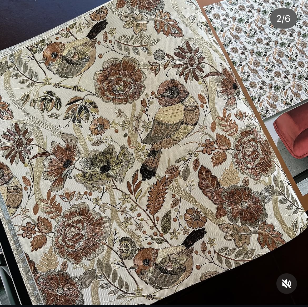 Papel de Parede Floral com Pássaros