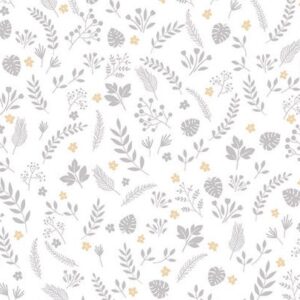Papel de Parede Folhagem Infantil Cinza Claro