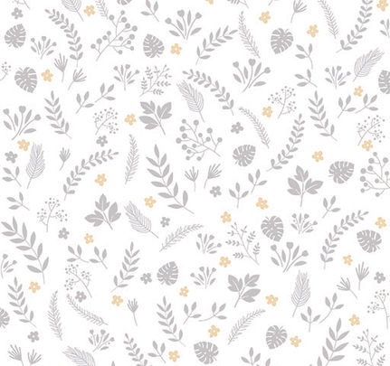 Papel de Parede Folhagem Infantil Cinza Claro
