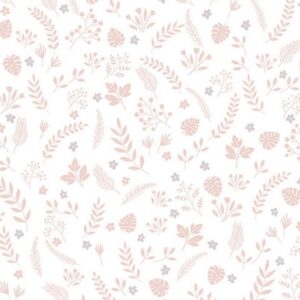 Papel de Parede Folhagem Infantil Rosa Com Brilho