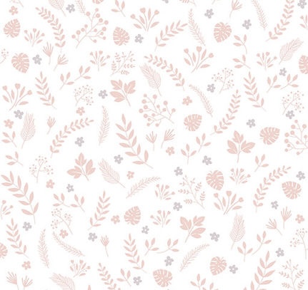Papel de Parede Folhagem Infantil Rosa Com Brilho