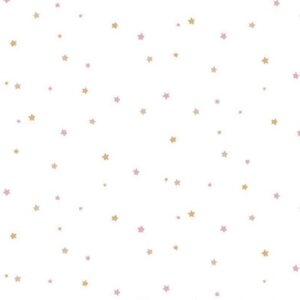 Papel de Parede Estrelinhas Rosa e Dourado