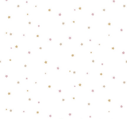 Papel de Parede Estrelinhas Rosa e Dourado