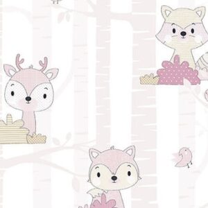 Papel de Parede Bichinhos Rosa Com Brilho