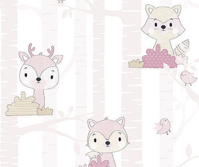 Papel de Parede Bichinhos Rosa Com Brilho