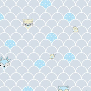 Papel de Parede Escamas Cinza e Azul Claro