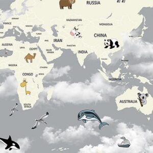 Papel de Parede Mapa Mundi Cinza