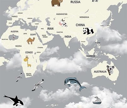 Papel de Parede Mapa Mundi Cinza