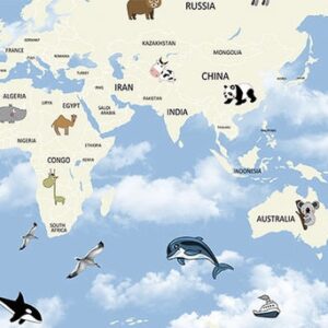 Papel De Parede Mapa Mundi Azul