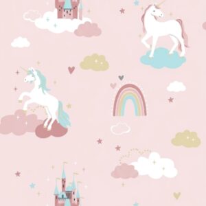 Papel de Parede Unicórnio Rosa