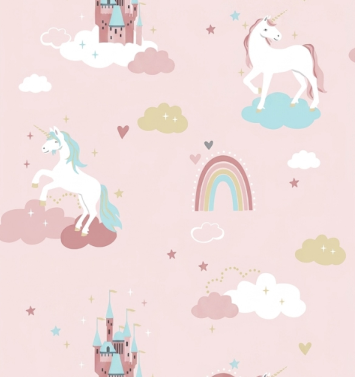 Papel de Parede Unicórnio Rosa