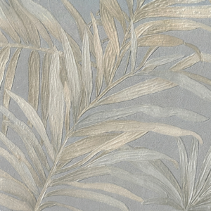 Papel de Parede Vinílico Folhagem Tropical Bege e Cinza